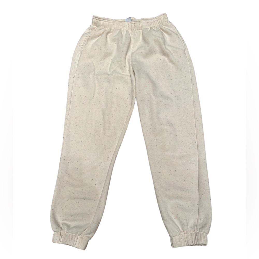 DSG Cream Speckled Fleece Joggers High Rise Lounge Sweatpants Athleisure Cozy S